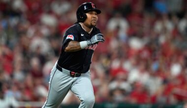 Cleveland Guardians' Jose Ramirez rounds the bases after hitting a solo home run during the fifth inning of a baseball game against the St. Louis Cardinals Friday, Sept. 20, 2024, in St. Louis. (AP Photo/Jeff Roberson)