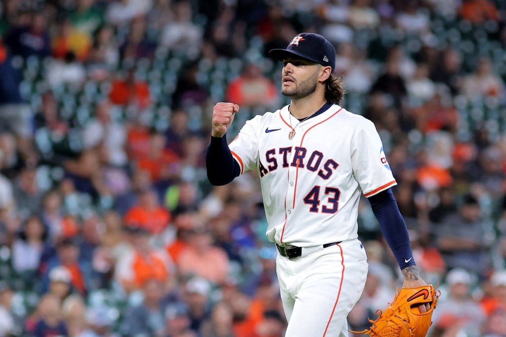 Lance McCullers Jr. celebrates a strikeout.