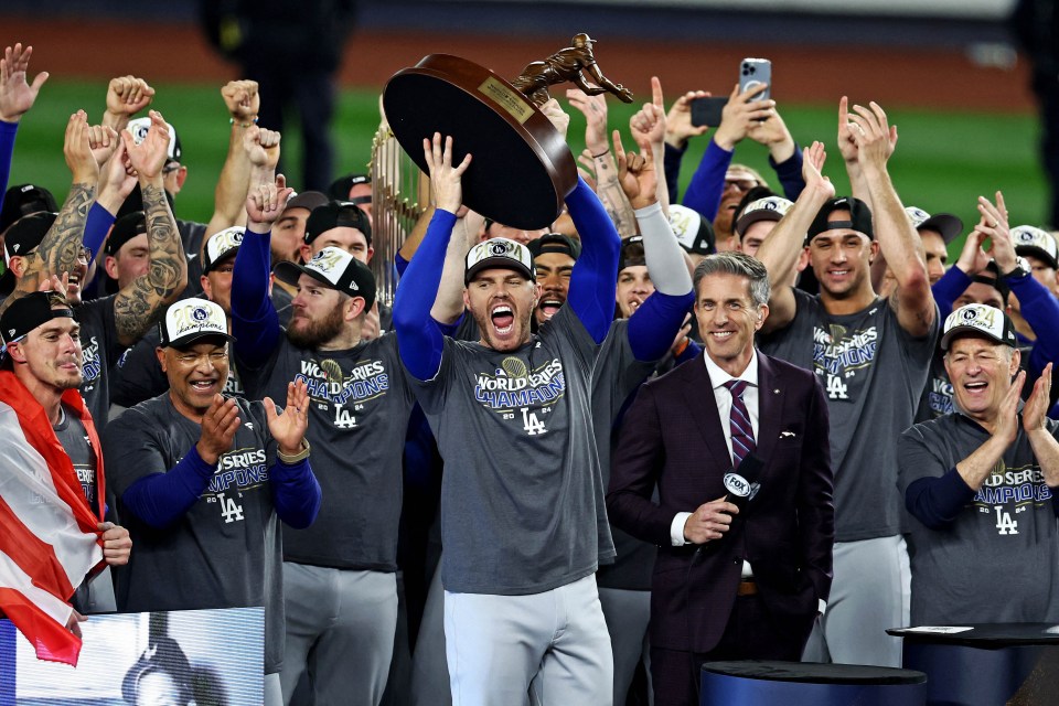 Los Angeles Dodgers celebrating World Series victory.