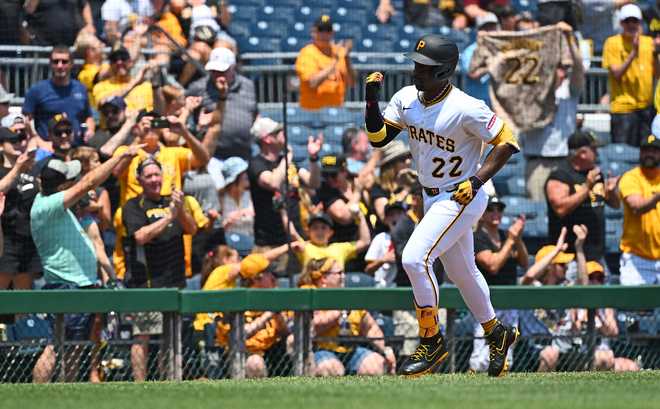 PITTSBURGH, PENNSYLVANIA - JUNE 11: Andrew McCutchen #22 of the Pittsburgh Pirates rounds the bases after hitting a three run home run in the fifth inning during the game against the Miami Marlins at PNC Park on June 11, 2025 in Pittsburgh, Pennsylvania. (Photo by Justin Berl/Getty Images)