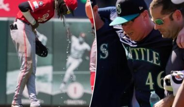 Elly De La Cruz vomits, Trent Thornton helped off field