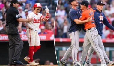 Angels, Astros clear benches in wild scene after beaning