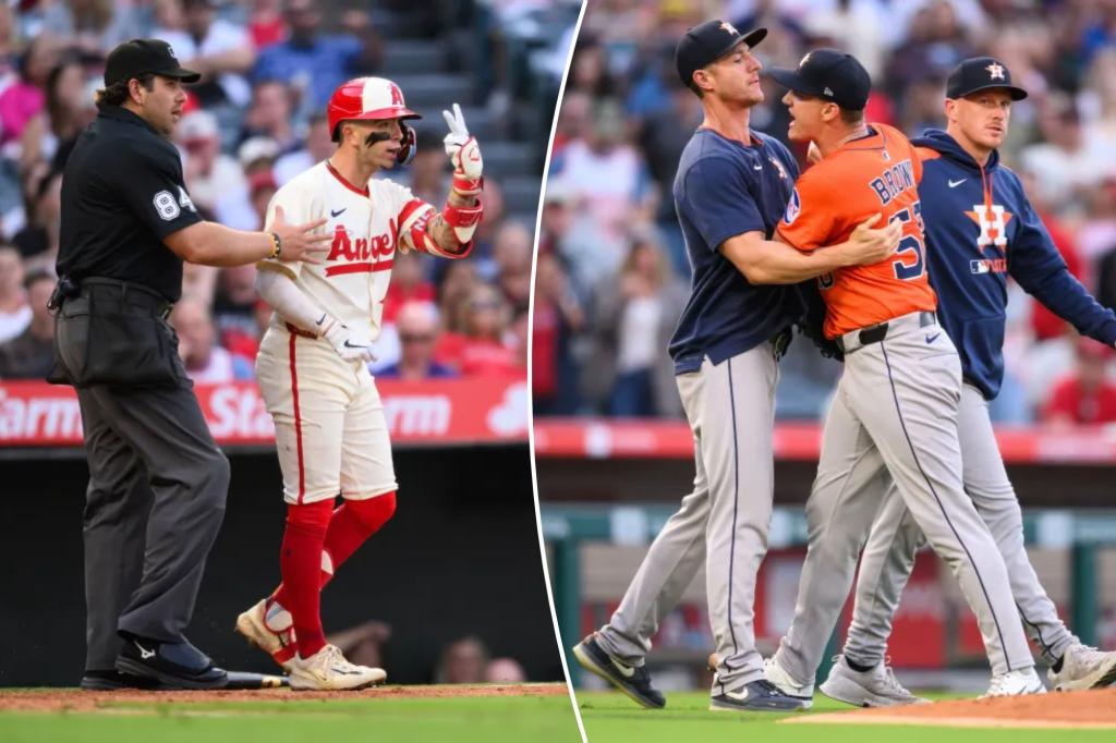Angels, Astros clear benches in wild scene after beaning