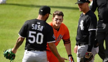 Orioles' Coby Mayo collects first RBI before benches clear
