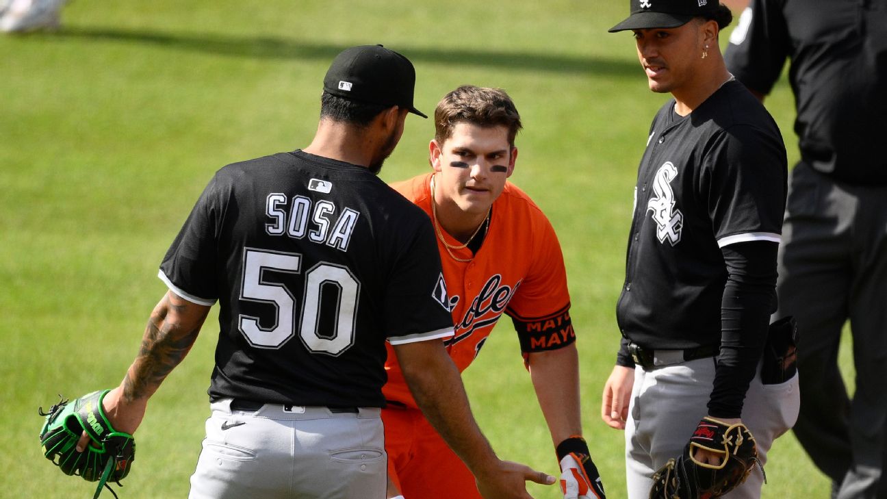 Orioles' Coby Mayo collects first RBI before benches clear