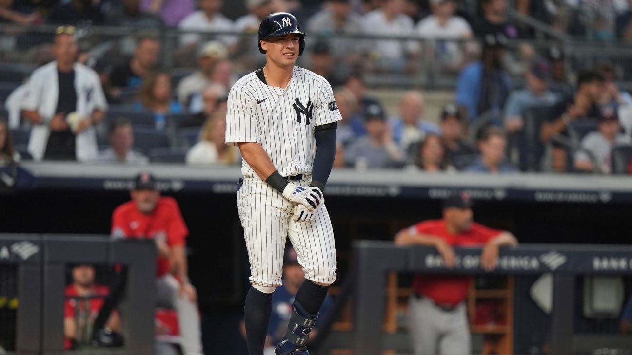 Yankees' Anthony Volpe stiff, sore after HBP but scans negative