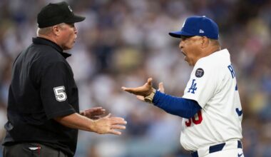 Padres-Dodgers sees 3 hit by pitches, Dave Roberts ejected