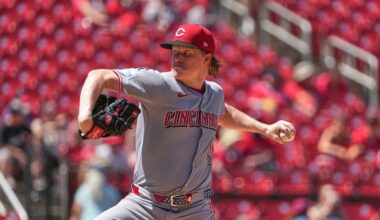 Cincinnati Reds starting pitcher Andrew Abbott throws during the seventh inning of a baseball game against the St. Louis Cardinals Sunday, June 22, 2025, in St. Louis. (AP Photo/Jeff Roberson)