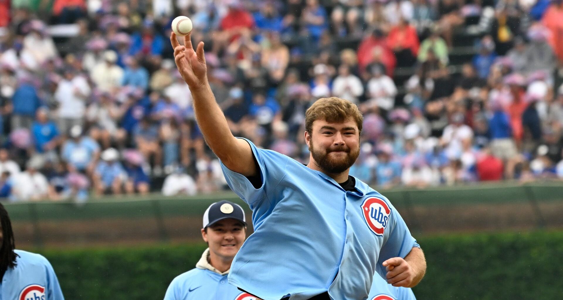 Former Boston College Star Throws Out First Pitch At Chicago Cubs Game
