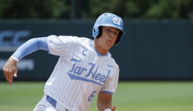 North Carolina's Jackson Van De Brake (6) runs the bases during an NCAA regional baseball game on May 30, 2025, in Chapel Hill, N.C. (AP Photo/Ben McKeown, file)