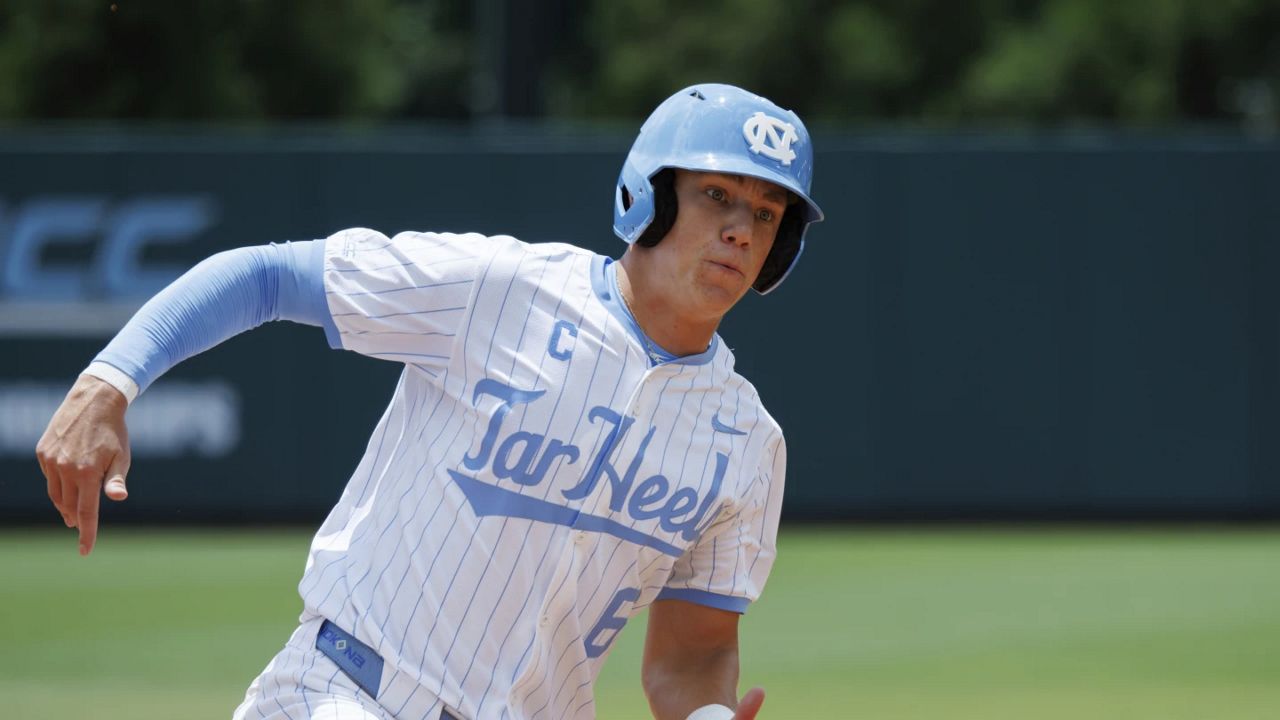 North Carolina's Jackson Van De Brake (6) runs the bases during an NCAA regional baseball game on May 30, 2025, in Chapel Hill, N.C. (AP Photo/Ben McKeown, file)