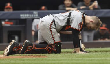 Orioles catcher Maverick Handley leaves game after collision with Yankees' Jazz Chisholm Jr.