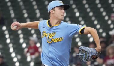 Misiorowski exits Brewers debut with leg cramps after holding Cardinals hitless for 5 innings