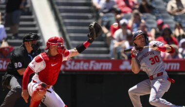 Angels miss chance to move above .500, losing to Nationals