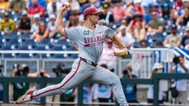 Arkansas' Gage Wood throws third no-hitter in College World Series history, snaps nine-inning strikeout record