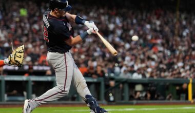 A ball thrown from the stands causes moment of confusion in Braves-Giants game