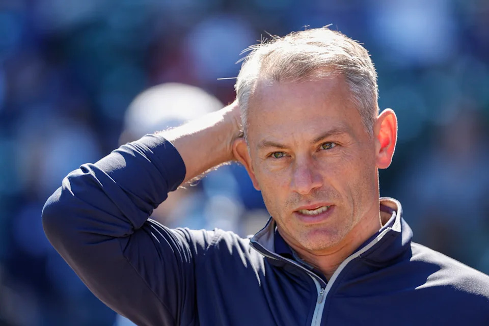Chicago Cubs President of baseball operations Jed Hoyer looks on before a baseball game between the Chicago Cubs and Cincinnati Reds at Wrigley Field.Kamil Krzaczynski-Imagn Images