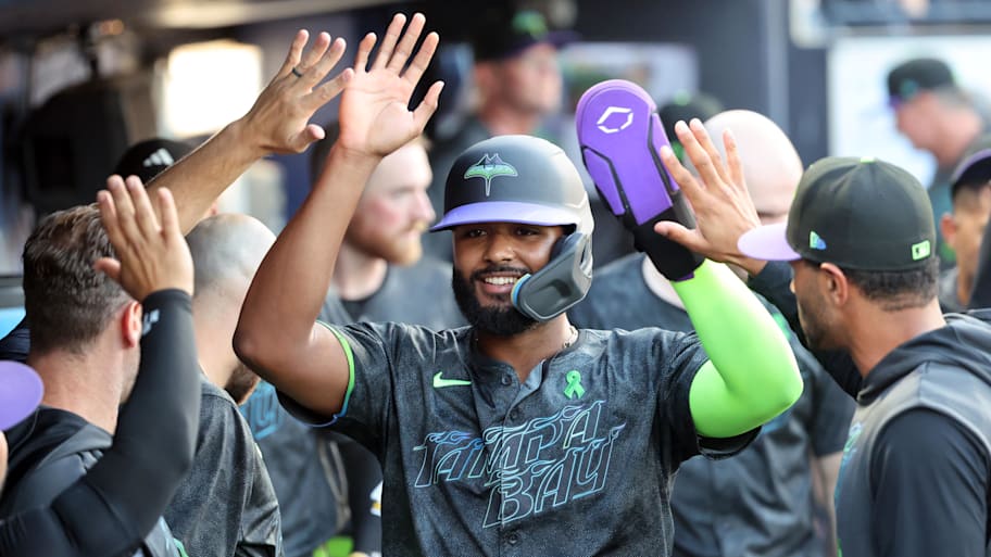 Junior Caminero in the Rays city connect uniforms