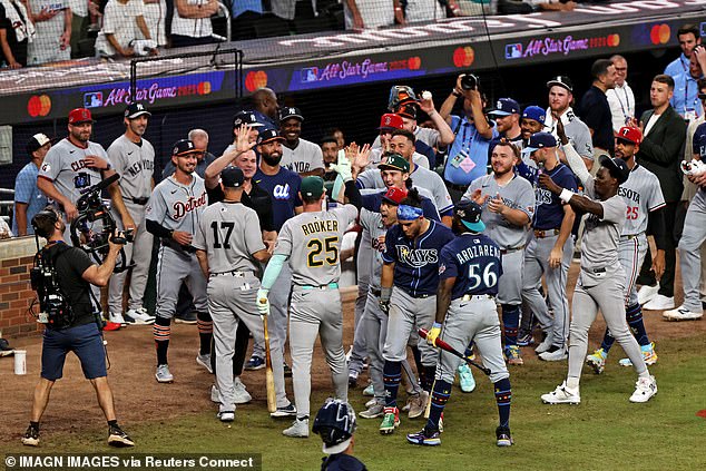 After going down 6-0 by the seventh inning, the AL put up a comeback to tie the game after nine innings. A new rule had the ASG end by a Home Run Derby between three players.