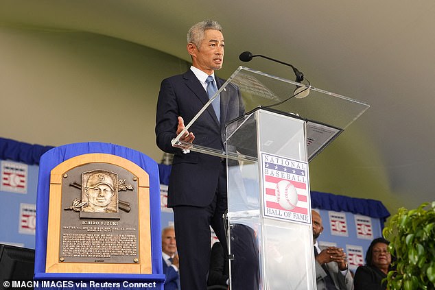 Suzuki was one of five players inducted into Cooperstown on Sunday afternoon