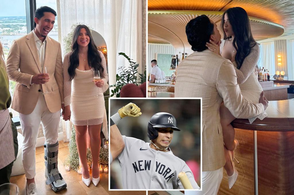 Yankees' Oswaldo Cabrera got married — in a walking boot