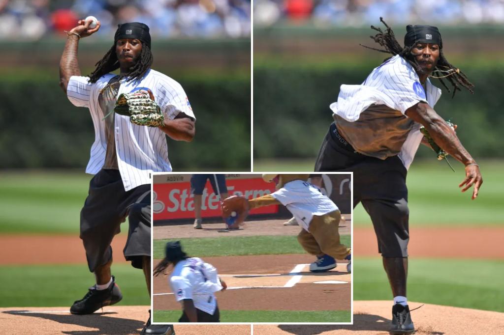 Saints Alvin Kamara gets do-over after bad first pitch at Wrigley Field before Cardinals-Cubs game