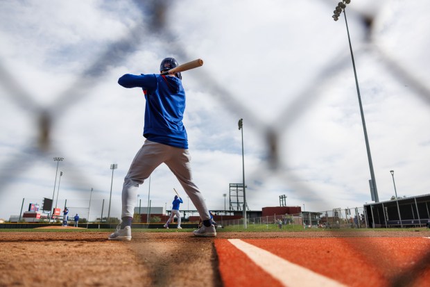 Chicago Cubs outfielder Pete Crow-Armstrong waits to hit at live...
