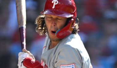 Phillies third baseman Bohm leaves game against the Padres with a bruised rib cage