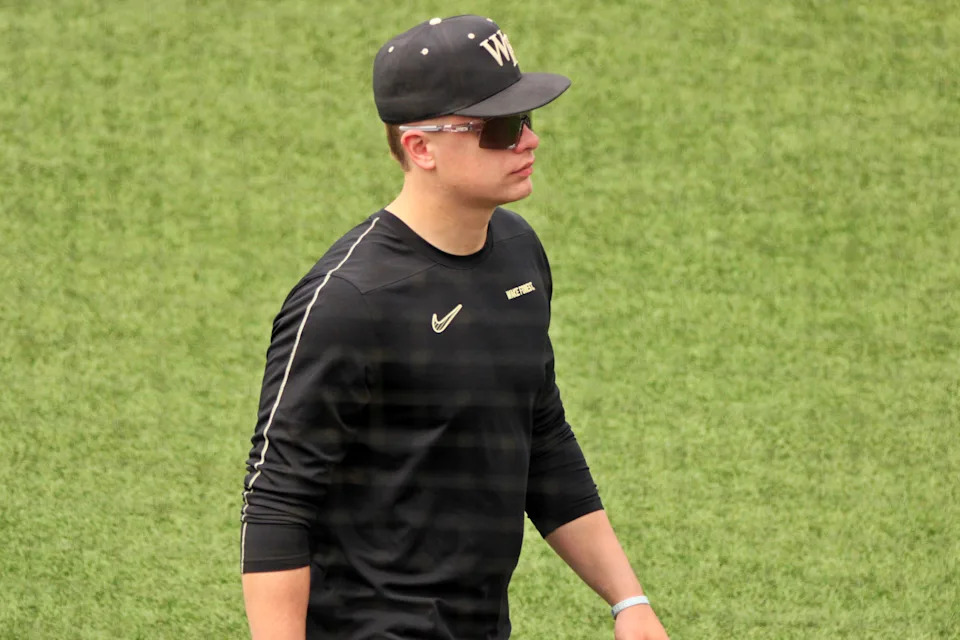 Ethan Conrad. Wake Forest baseball practices at Lindsey Nelson Stadium on May 29, 2025 ahead of the 2025 NCAA Tournament Knoxville Regional.