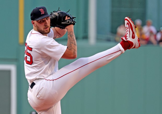 Boston, MA - June 30 - Garrett Crochet (35) of the Boston Red Sox pitches during the first inning of the MLB game against the Cincinnati Reds at Fenway Park. (Photo By Matt Stone/Boston Herald)
