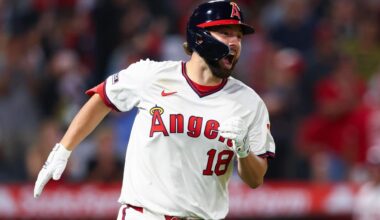 Angels first baseman Schanuel hit by pitch, leaves game and diagnosed with a left wrist contusion
