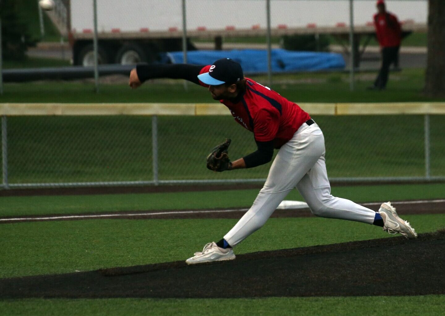 Brookings’ Jake Amann throws a pitch during a game against the Sioux Falls Brewers in Brookings on Wednesday night. Ammann threw five shuout innings in the Cubs’ 5-2 victory.