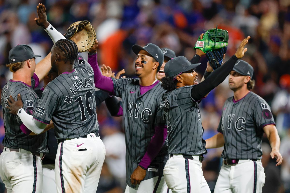 The New York Mets celebrate a team victory over the Los Angeles Angels at Citi Field on July 22, 2025 in Flushing, NY. The New York Mets celebrate a team victory over the Los Angeles Angels at Citi Field on July 22, 2025 in Flushing, NY.