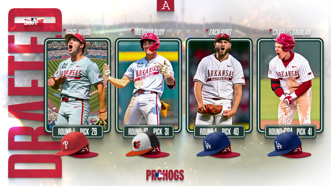 Program-Record Four Razorbacks Selected in First Round on Day One of MLB Draft