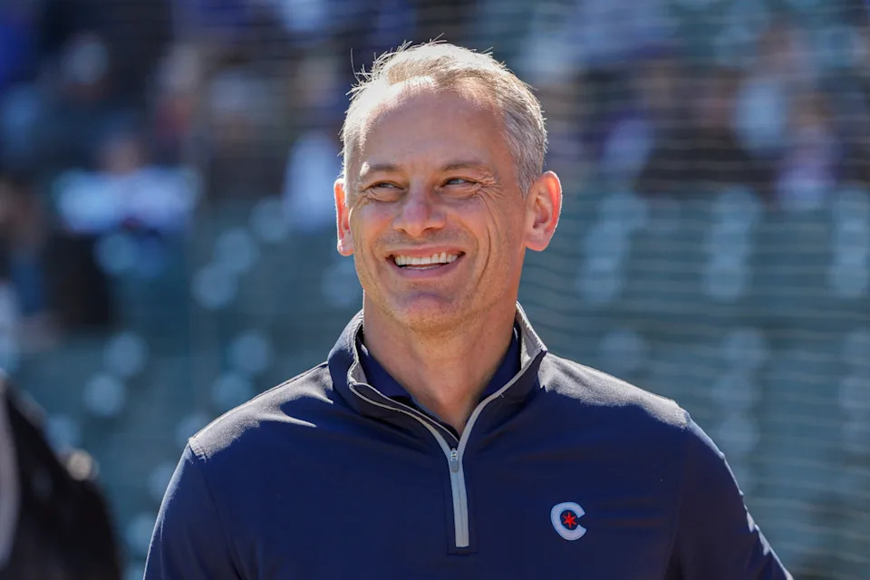 Chicago Cubs President of Baseball Operations Jed Hoyer smiles before a baseball game between the Chicago Cubs and Cincinnati Reds at Wrigley Field. Kamil Krzaczynski-USA TODAY SportsKamil Krzaczynski-USA TODAY Sports
