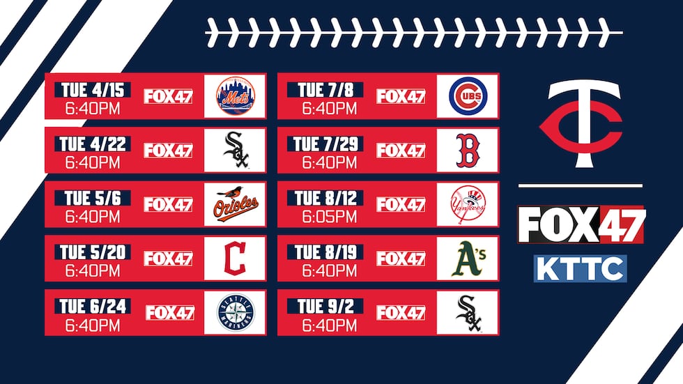 Minnesota Twins schedule on FOX 47 this season