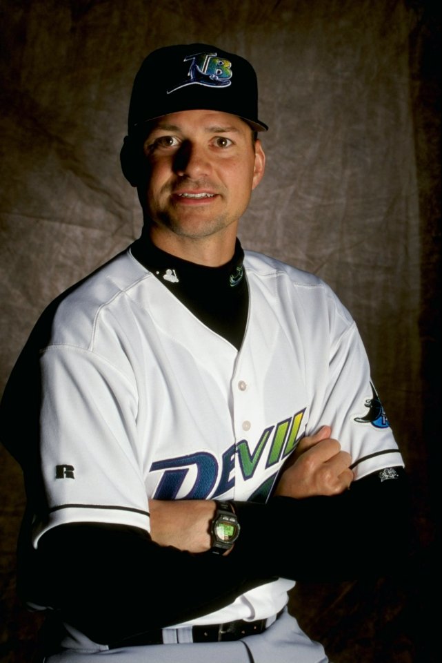 Studio portrait of Ben McDonald, #49 of the Tampa Bay Devil Rays, in a baseball uniform.