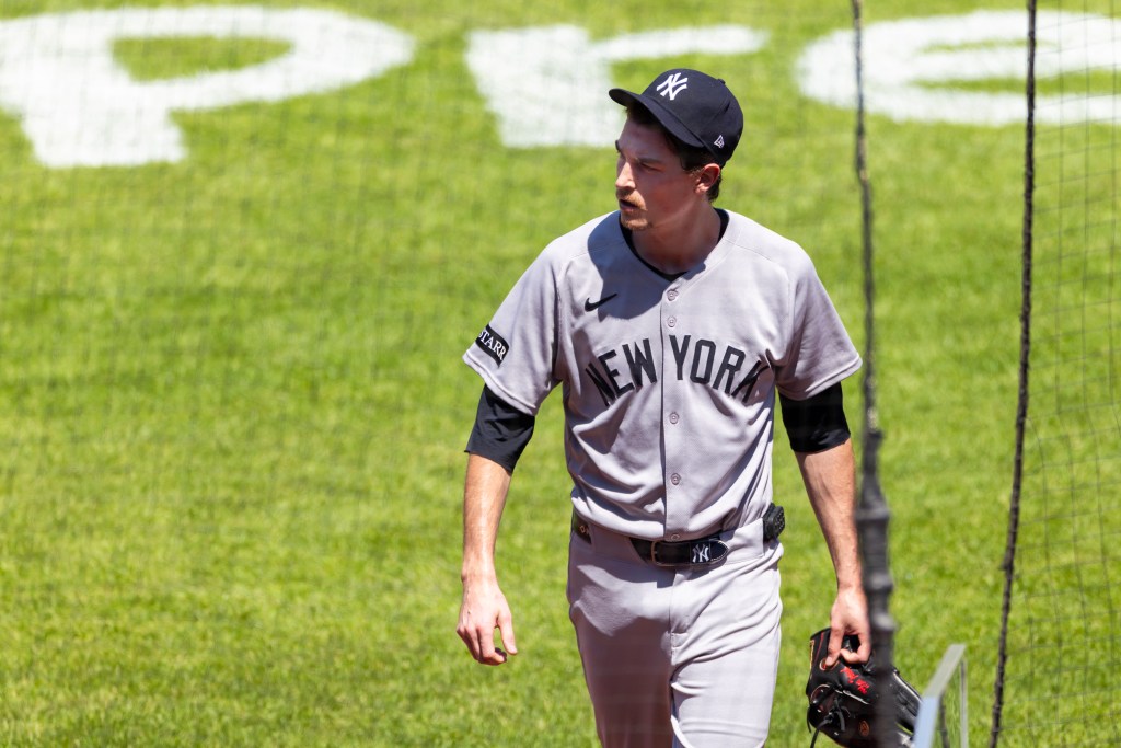 Max Fried looks on during the Yankees-Mets game on July 6, 2025. 