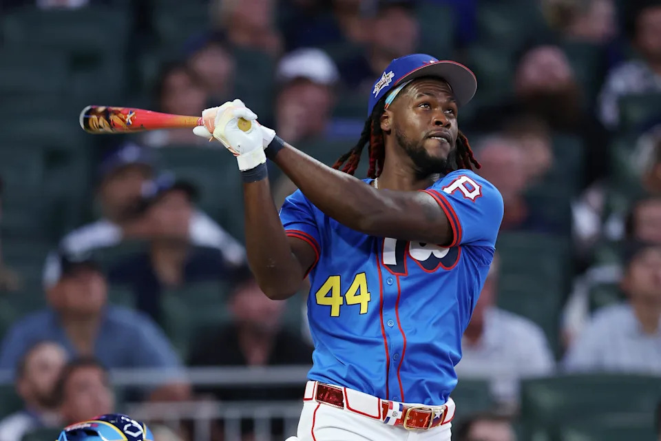 ATLANTA, GEORGIA - JULY 14: Oneil Cruz #15 of the Pittsburgh Pirates competes during the Home Run Derby at Truist Park on July 14, 2025 in Atlanta, Georgia.  (Photo by Jamie Squire/Getty Images)