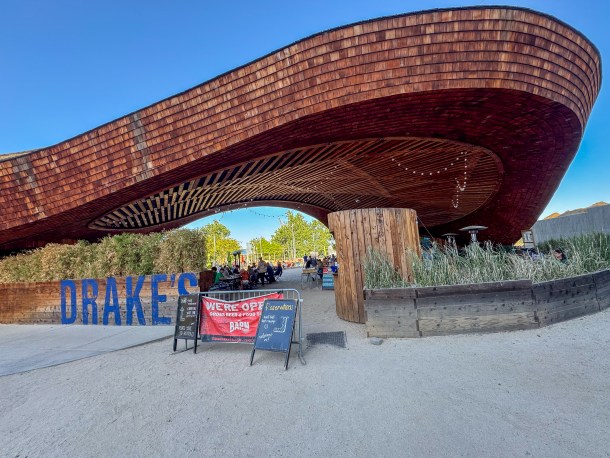 Drake’s: The Barn, located along the Sacramento River in the Bridge District, is probably the busiest bar/restaurant near Sutter Health Park, according to Joseph Lozoya, The Barn’s retail events manager. The eatery is pictured here before an A’s game on May 19. (Photo by Steve Martarano)