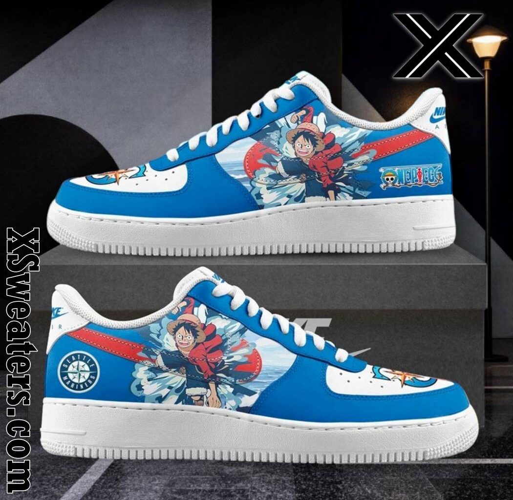 Grand Slam on the Grand Line: Seattle Mariners MLB X One Piece Night Air Force Shoes