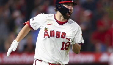 Angels first baseman Schanuel hit by pitch, leaves game and diagnosed with a left wrist contusion | MLB