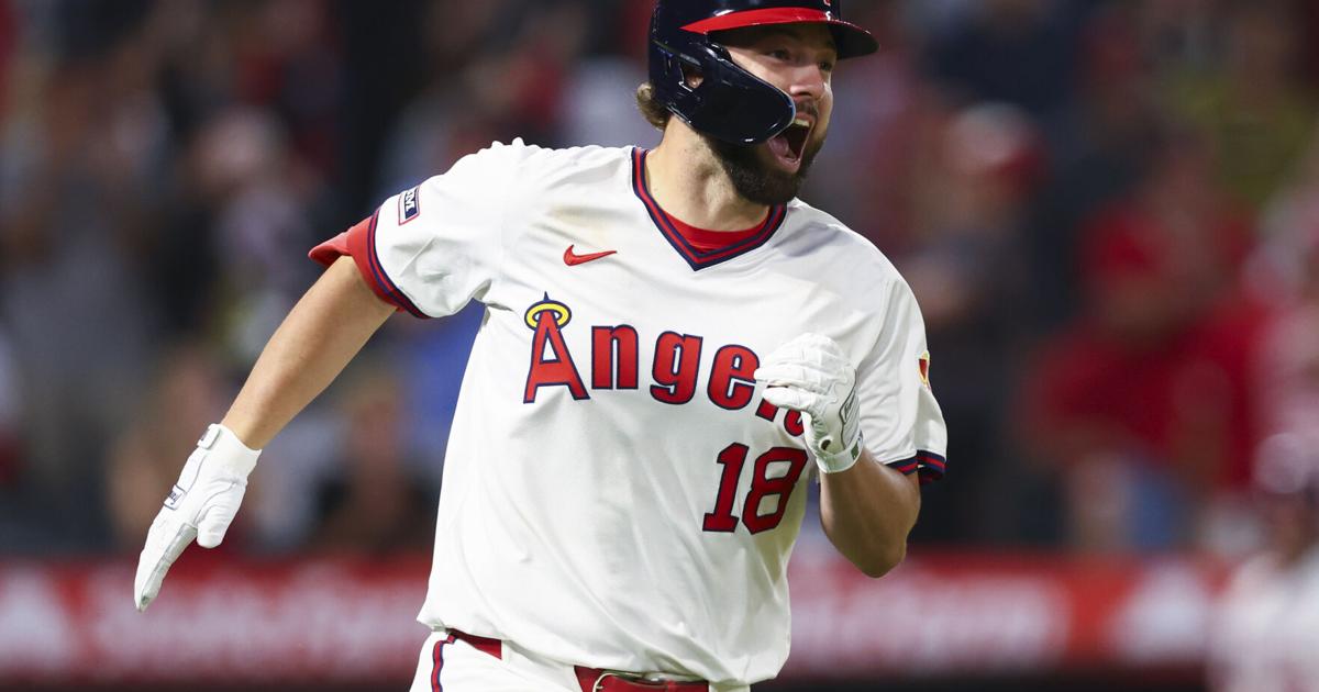 Angels first baseman Schanuel hit by pitch, leaves game and diagnosed with a left wrist contusion | MLB