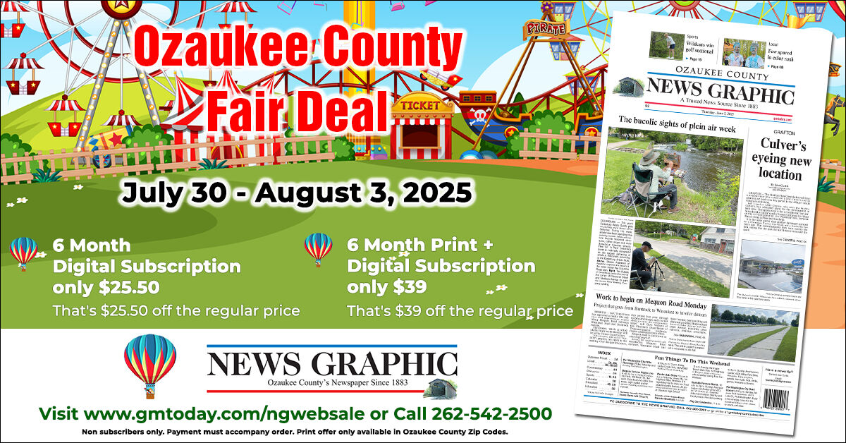 News Graphic Ozaukee County Fair 2025 web sale