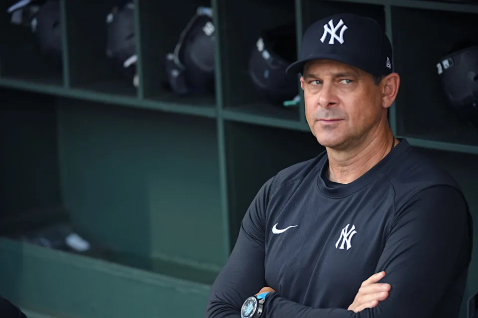 New York Yankees manager Aaron Boone.© Eric Hartline-Imagn Images
