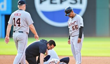 Detroit Tigers All-Star Gleyber Torres leaves Guardians game early