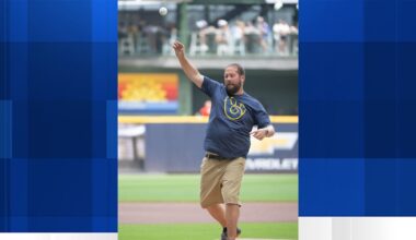 Local educator throws ceremonial first pitch at Milwaukee Brewers game Friday