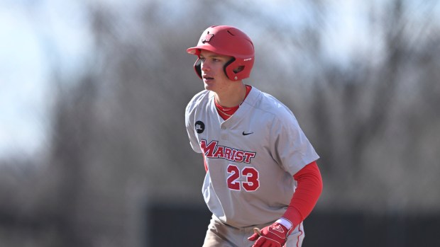 Marist's Ethan Conrad during an NCAA baseball game on Tuesday, March 14, 2023, in Towson, Md. (AP Photo/Gail Burton)