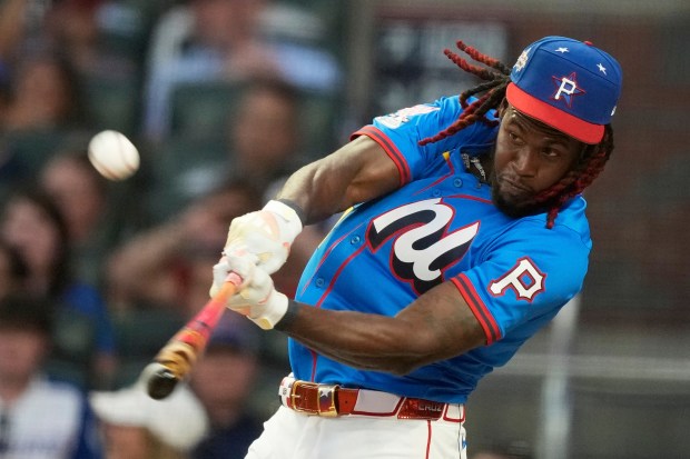 The Pittsburgh Pirates’ Oneil Cruz competes during the MLB baseball...
