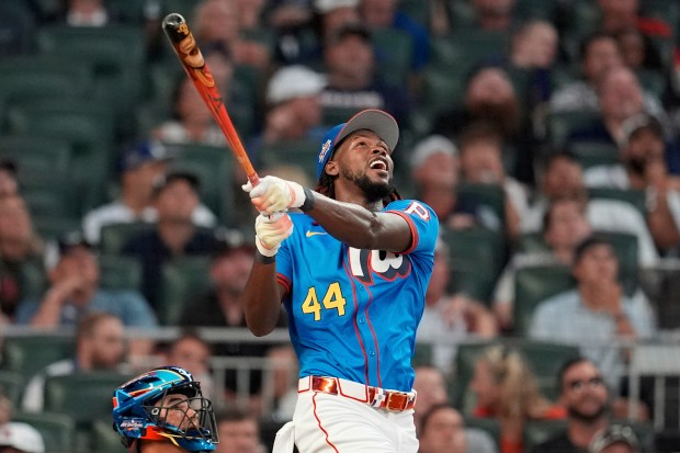The Pittsburgh Pirates’ Oneil Cruz competes during the MLB baseball...